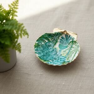 Fern Botanical Shell Ring Dish Trinket Dish Plant Lover Green Decor